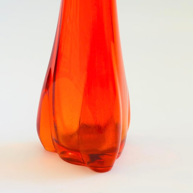 Glass MCM Viking Epic Persimmon Orange Swung Glass Vase For Sale - Image 7 of 11