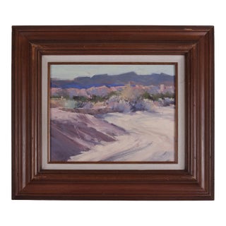 Unsigned Sandy Wash in Front of Mountains Oil Painting For Sale