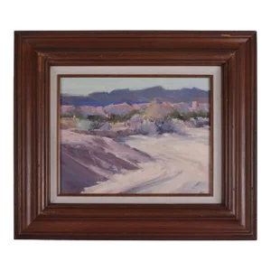 Unsigned Sandy Wash in Front of Mountains Oil Painting