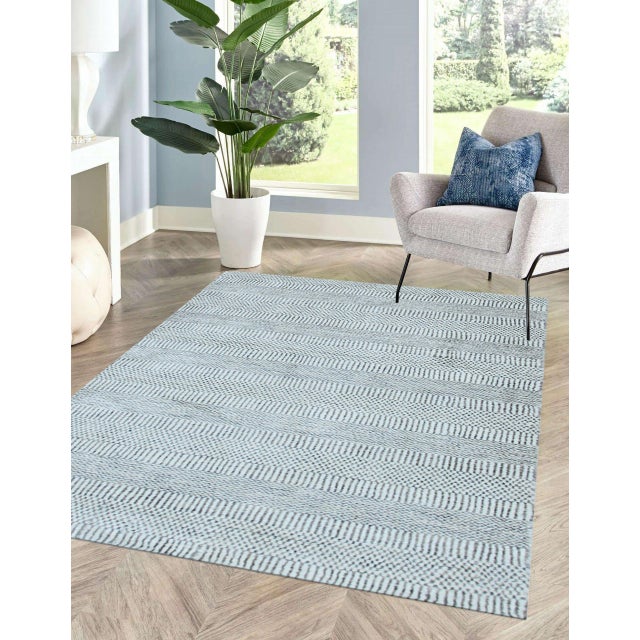 2x4 Trendy Dahlia Beige Solid Geometric Modern Handmade Small Wool Carpet Rug For Sale - Image 4 of 8