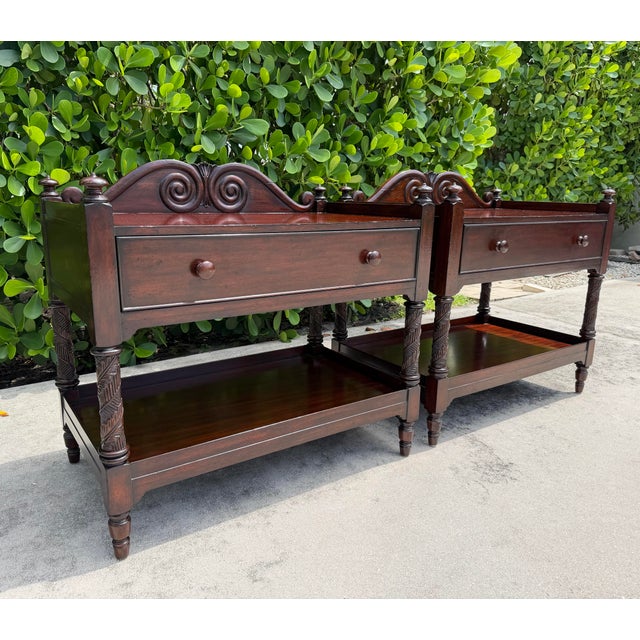 2000 - 2009 Ralph Lauren British Colonial Mahogany Accent Chests With Drawer & Shelf, Pair For Sale - Image 5 of 16