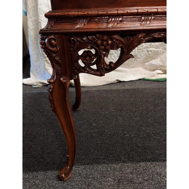 Antique French Carved Flame Mahogony Server Chest For Sale - Image 4 of 9