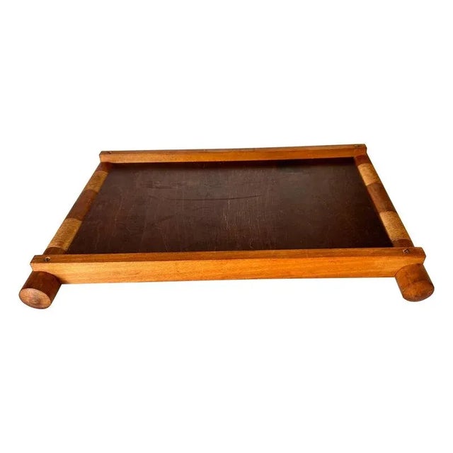 Art Deco Hand Painted Wood Tray Brown Color, France, 1940s For Sale - Image 11 of 11