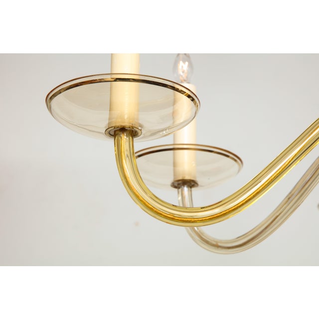 Mid 20th Century Eight-Arm Amber-Colored Murano Glass Chandelier For Sale - Image 5 of 10