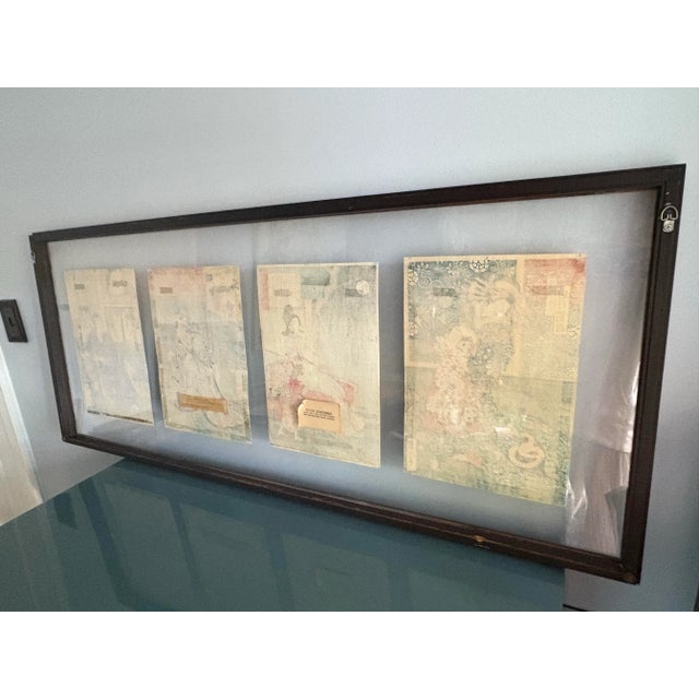 Plastic Vintage Faux Bamboo Framed Japanese Prints For Sale - Image 7 of 8