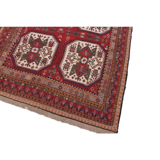 1980s Shabby Chic Soumak Rust/Ivory Wool Rug - 6'2'' X 8'0'' For Sale - Image 5 of 10