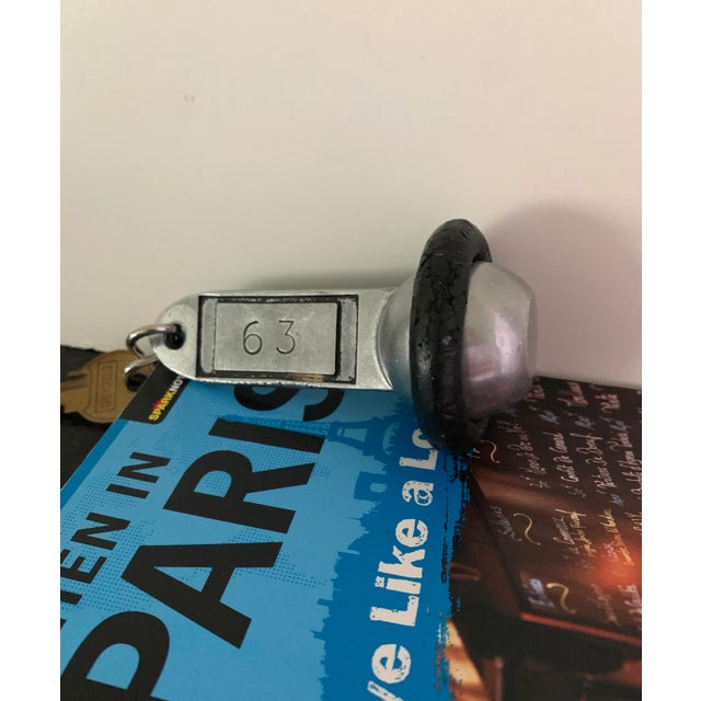 Metal Antique French Hotel Key & Key Fob - Hotel Paris France Home Decor For Sale - Image 7 of 8