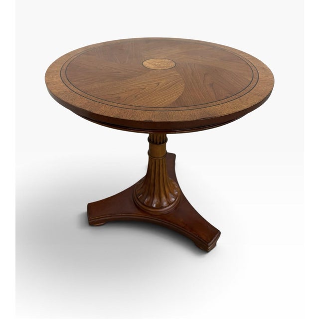 Traditional Vintage Ethan Allen Townhouse Carved Pedestal Side Table For Sale - Image 3 of 8
