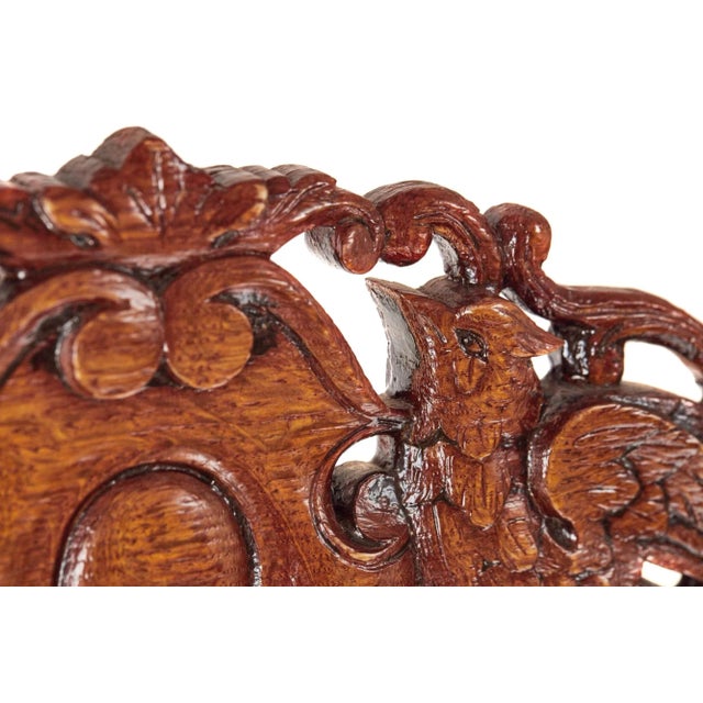 Large Victorian Carved Oak Throne Armchair For Sale - Image 5 of 11