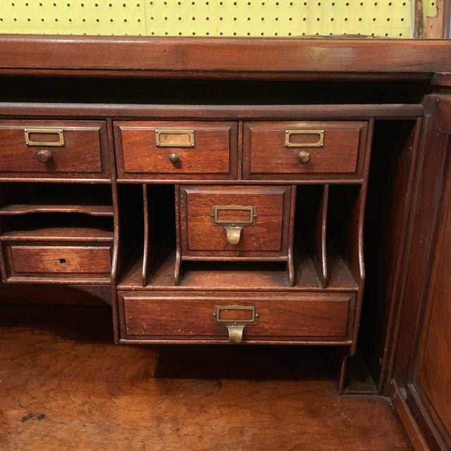 English Traditional Wood Rolltop Desk Chairish