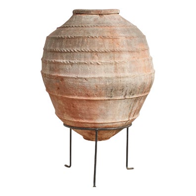 Large Antique Terracotta Olive Jar Urn, 1890s For Sale