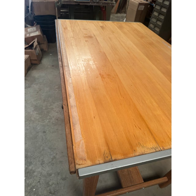 1960s Vintage Solid Oak Mayline Drafting Table With Topper For Sale - Image 4 of 14