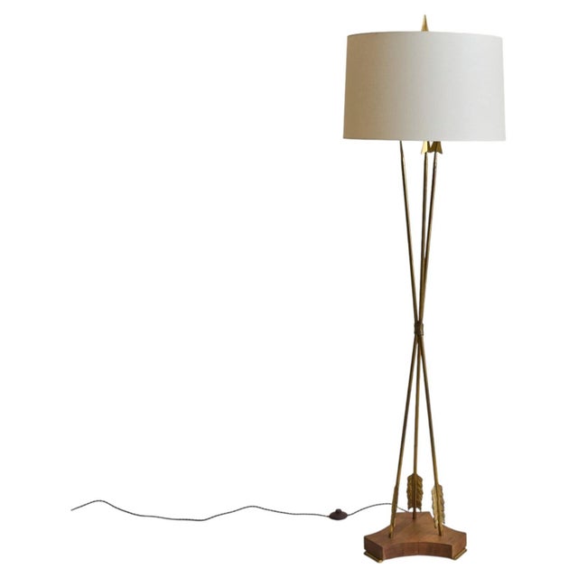 Mid-Century Modern 1950s French Brass Arrow Floor Lamp by Marcel Guillemard For Sale - Image 3 of 12
