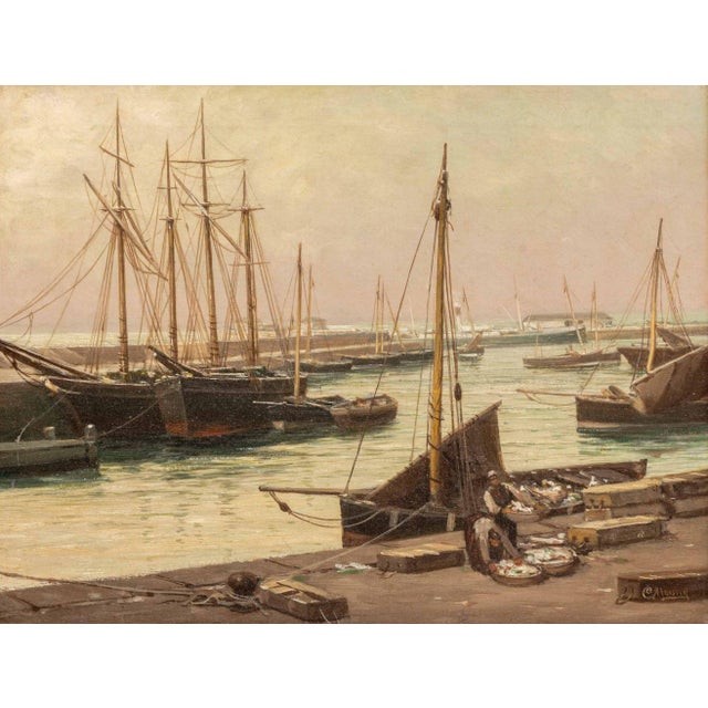 19th Century School, Scene of Sailing Boats, Oil on Canvas, illegibly signed "C. Ajound (?)" lower right, carved giltwood...