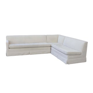 Tufted 3 Piece Vintage Sectional Sofa- Recently Reupholstered For Sale