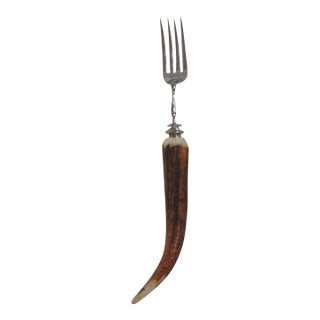 Mid 20th Century Leppington Cutlers LTD Fork With Curved Antler Stag Handle For Sale