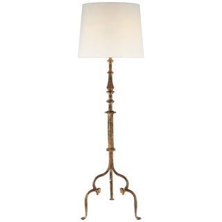 Suzanne Kasler by Visual Comfort Signature Madeleine Floor Lamp in Gilded Iron with Linen Shade For Sale