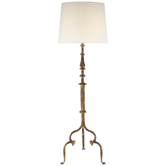 Suzanne Kasler by Visual Comfort Signature Madeleine Floor Lamp in Gilded Iron with Linen Shade For Sale
