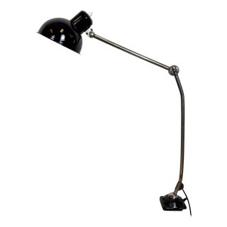 Industrial Workshop Black Enamel Desk Lamp, 1950s For Sale