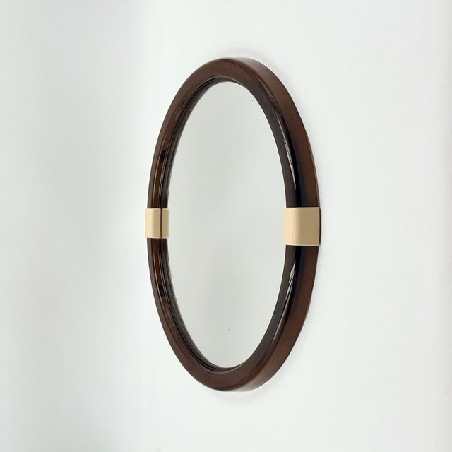Mid-Century Modern French Space Age Round Wall Mirror in Brown Acrylic Glass, 1970s For Sale - Image 3 of 15