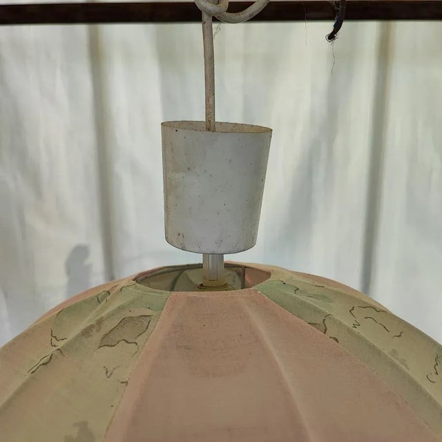 Metal Cage and Fabric Hanging Light with Flowers For Sale - Image 5 of 6