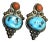 1960s-70s Sterling Silver, Turquoise & Coral Earrings, A Pair For Sale