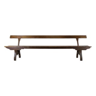 Late 19th Century Antique English Long Pine Tram Bench, 9 Feet Long For Sale