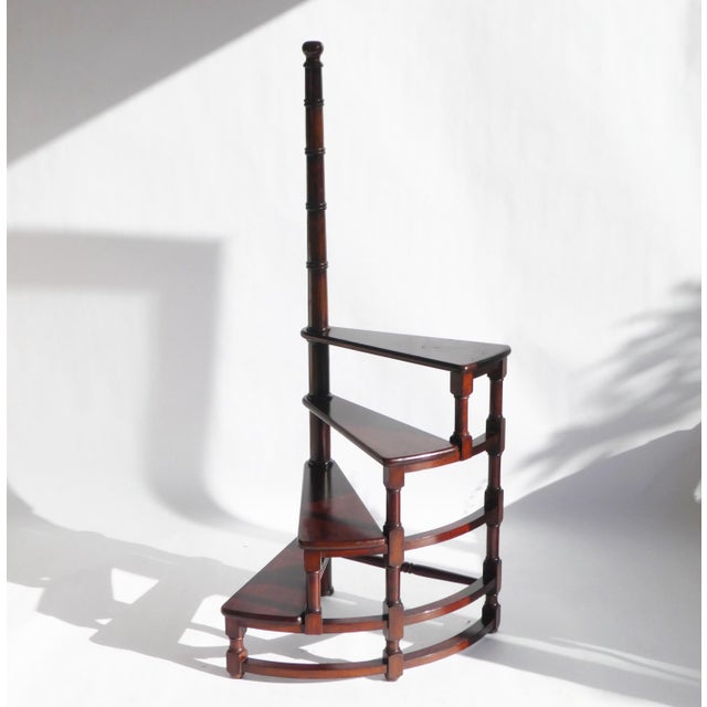 Large Vintage Spiral Bookcase Ladder in Mahogany For Sale - Image 9 of 10