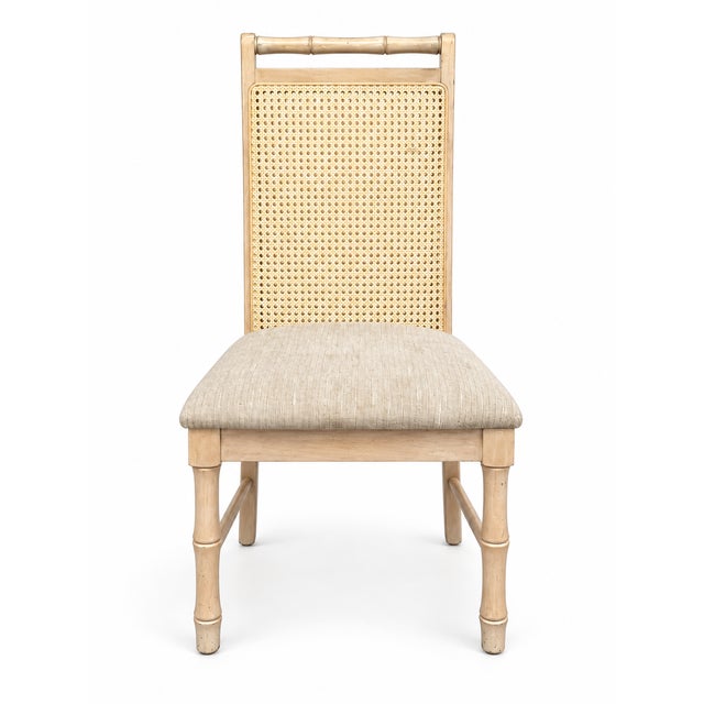 1970s Broyhill Faux Bamboo Writing Desk With Cane-Back Chair For Sale In Las Vegas - Image 6 of 8