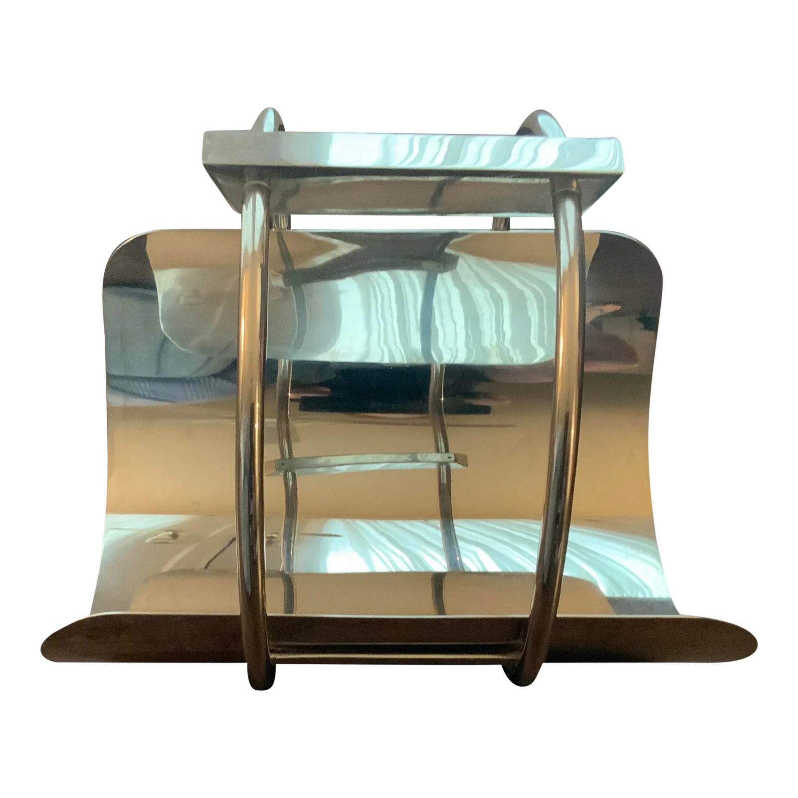 1990s Modern Global Views Machine Age Magazine Rack | Chairish