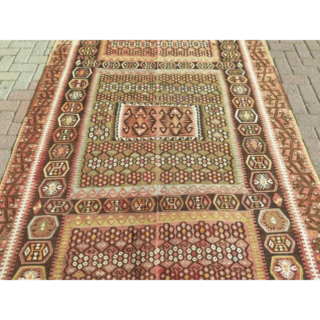 Vintage Oversized Turkish Kilim Rug - 65" X 140" For Sale In Raleigh - Image 6 of 11