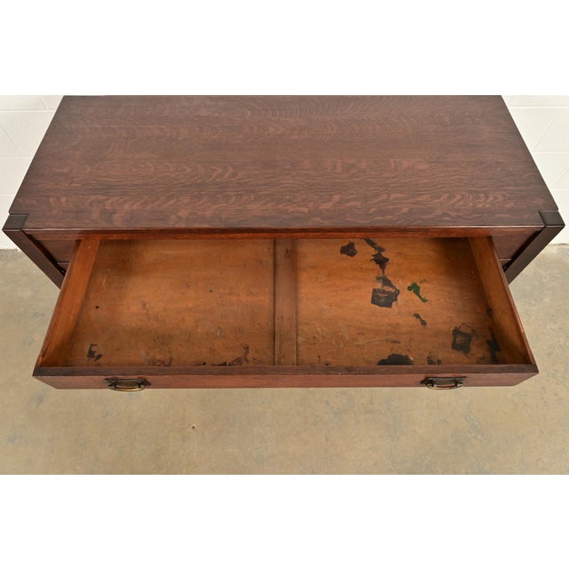 Wood Stickley Brothers Antique Mission Oak Arts & Crafts Strap Hinge Sideboard, Circa 1910 For Sale - Image 7 of 16