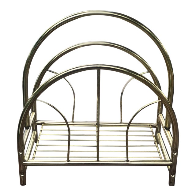 Vintage Mid-Century Brass Magazines/Books Rack For Sale