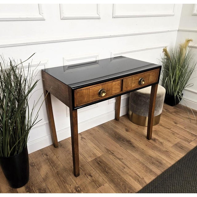 Black Mid-Century Italian Art Deco Walnut Burl Writing Desk with Glass Top by Paolo Buffa, 1940s For Sale - Image 8 of 10