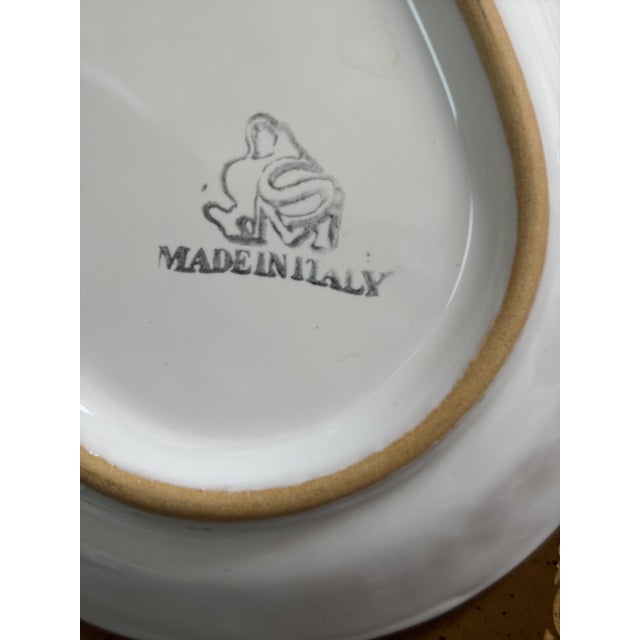 Mario & C. SNC Oval Serving Platter Set of 2 Blue Floral Bird Ceramic Italy For Sale In San Francisco - Image 6 of 7