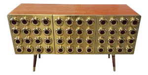 3-Door Sideboard in Brass and Glass, 1980s