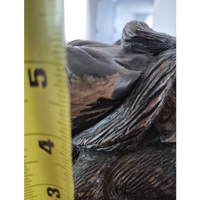 Ebony Late 20th Century Kenyan Hand-Carved Hardwood Reclining Lion Sculpture For Sale - Image 8 of 8