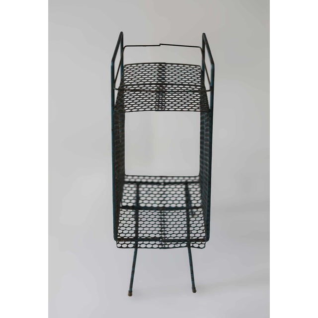 Vintage Magazine Rack Mid Century Modern Perforated Metal For Sale - Image 4 of 6