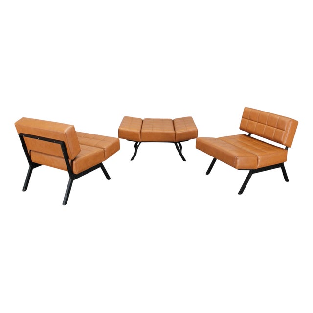 Vintage Italian Convertible Lounge Chairs, 1970s, Set of 3 For Sale