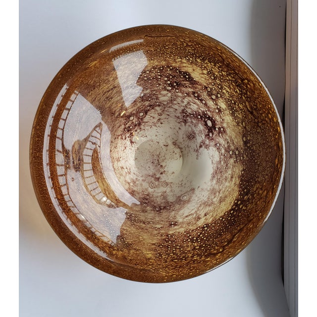 Vintage Murano glass Ercole Barovier, Barovier & Toso attributed large Aborigeni glass bowl. This is a gorgeous brown...
