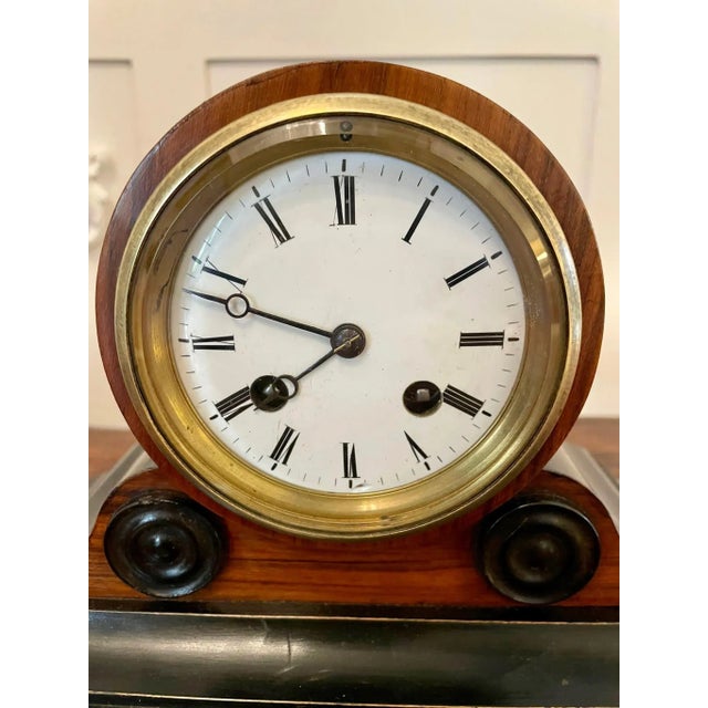 Antique Victorian Walnut Desk Clock For Sale - Image 9 of 11