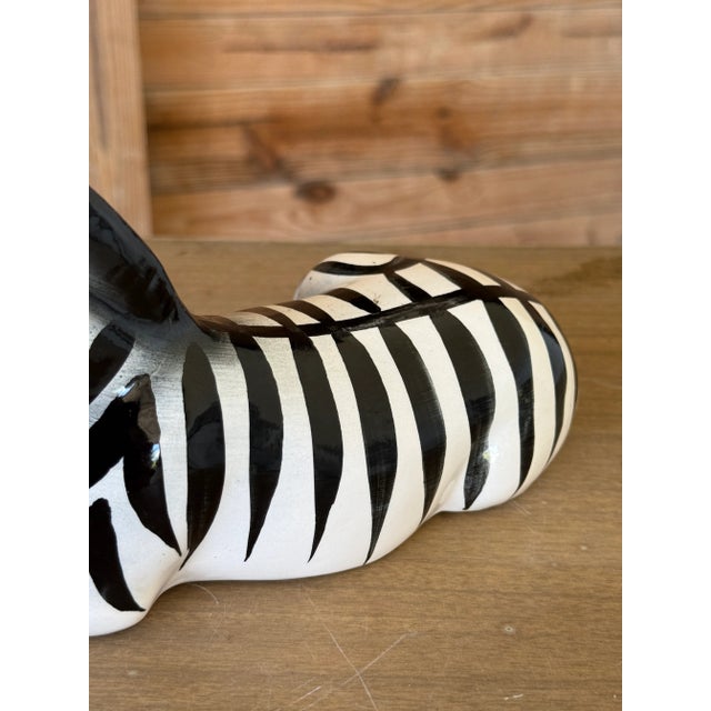 Traditional Vintage Regency Hand-Painted Ceramic Zebra Figurine by Sv Italy For Sale - Image 3 of 10