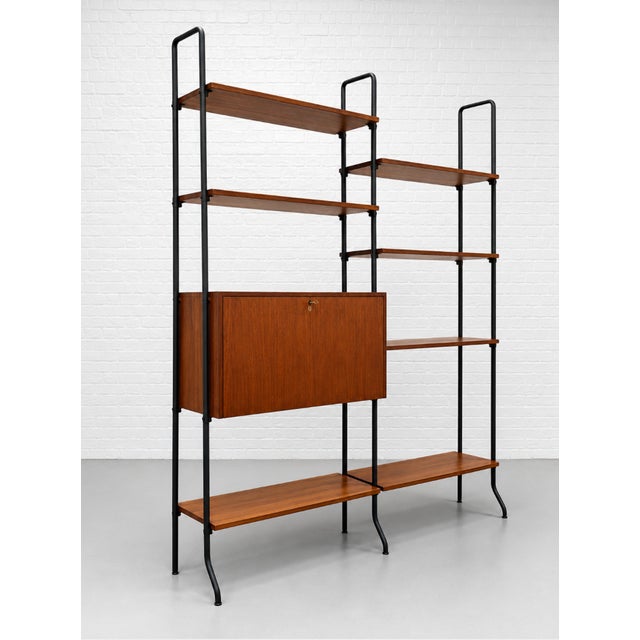 Mid Century Modern Italian Teak Freestanding Wall Unit Bookcase – Vintage Wall Shelving, C. 1950’s For Sale - Image 15 of 17