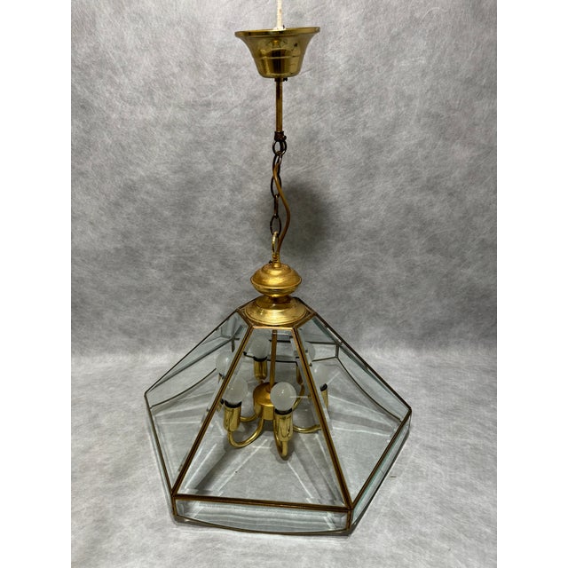Brass and Glass 6-Light Pendant Lantern from Ideal Lux, 1990s For Sale - Image 9 of 9