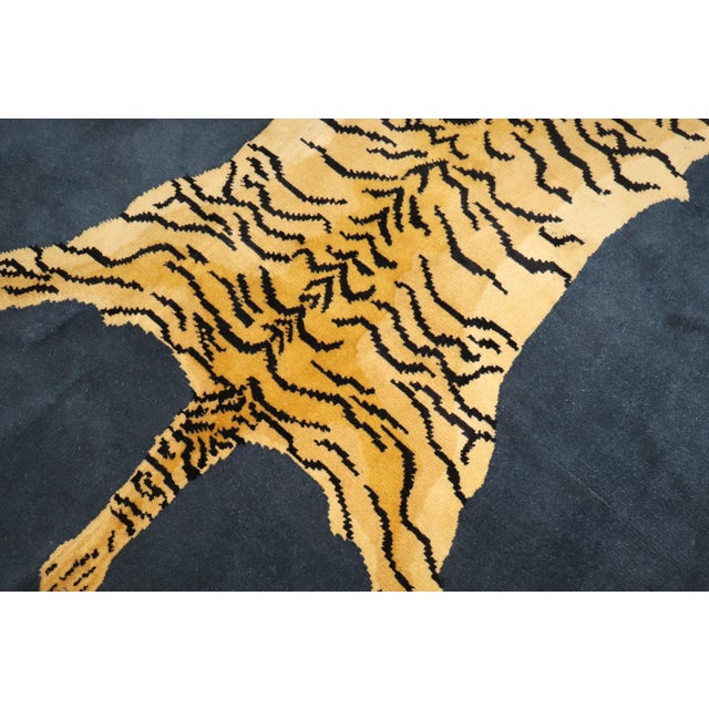 Blue Vintage Inspired Tiger Flayed Rug, 4'9'' X 7'2'' For Sale - Image 8 of 8