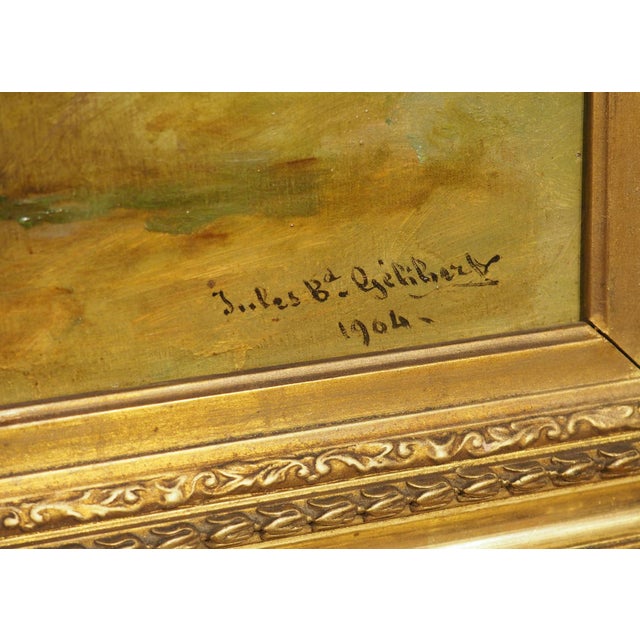 Antique French Hunt Painting of Setters and a Mallard, Oil on Canvas, 1904 For Sale - Image 12 of 18