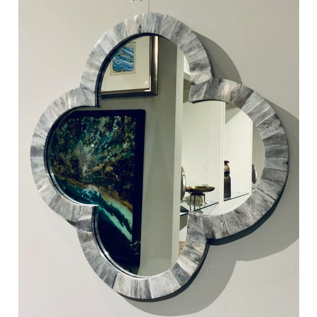 Modern Gray Faux Bone Quatrefoil Wall Mirror Chairish