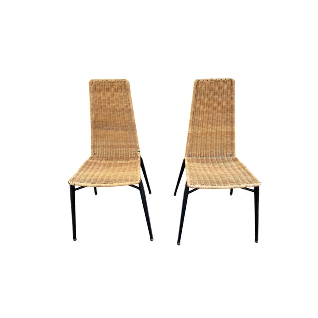 A Rare French Midcentury Modern hand stitched leather pair of chairs by Jacques Adnet, circa 1955. Adnet had a rare talent...