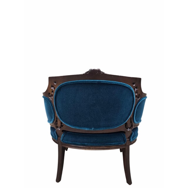 Antique French Louis XV and Louis XVI Style Armchairs Newly Upholstered – Set of 2 For Sale - Image 9 of 12