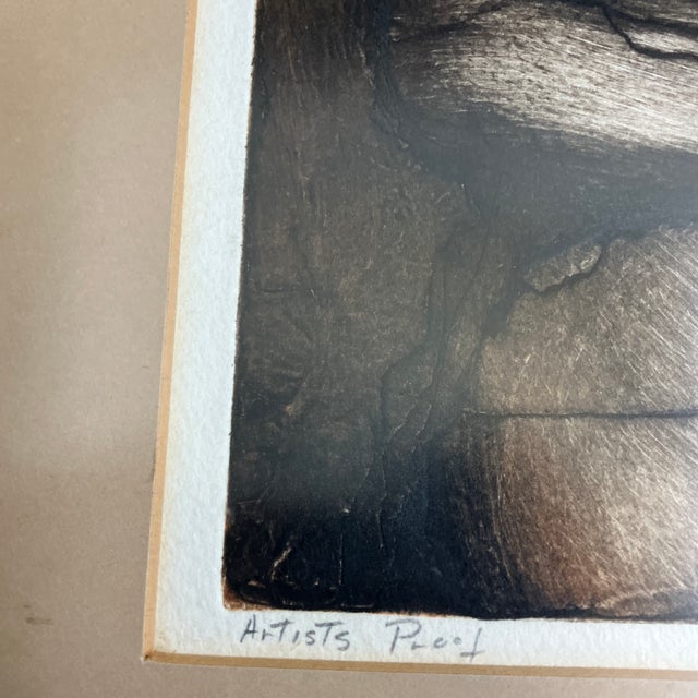 1960’s Original Joseph Demarais Signed Etching 1968 Artist Proof Etching Mother & Child For Sale - Image 4 of 5